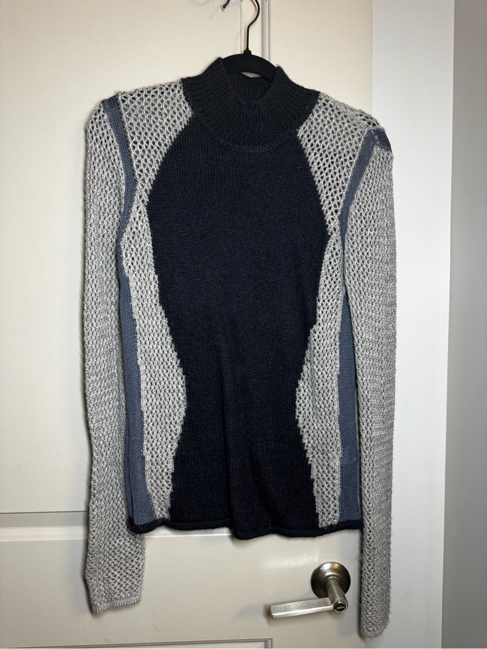 Helmut Lang Paneled Turtleneck Alpaca and Silk Sweater